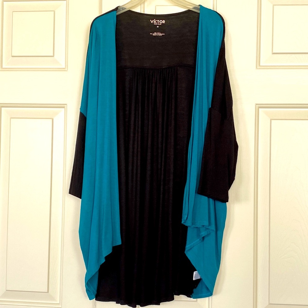 Women's Victor by Victor Alfaro Black and Blue Cardigan Style Size M